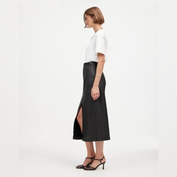 NWT Madewell Leather Midi Skirt Size 0 - Picture 3 of 13